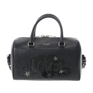 SAINT LAURENT Duffle Bag Black Leather Handbag